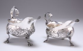 TWO 18TH CENTURY SILVER CREAM BOATS