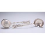 A PAIR OF GEORGE II ROCOCO SILVER SAUCE LADLES