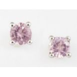 A PAIR OF SOLITAIRE PINK SPINEL EARRINGS