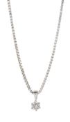AN 18CT WHITE GOLD SOLITAIRE DIAMOND PENDANT ON CHAIN