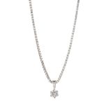 AN 18CT WHITE GOLD SOLITAIRE DIAMOND PENDANT ON CHAIN