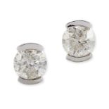 A PAIR OF 9CT WHITE GOLD SOLITAIRE DIAMOND EARRINGS