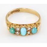 AN 18CT GOLD TURQUOISE AND DIAMOND RING