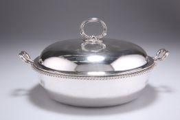 A GEORGE III SILVER POTAGE DISH AND COVER