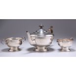 A GEORGE V SILVER THREE-PIECE TEA SERVICE