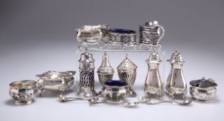 A GROUP OF SILVER CONDIMENTS
