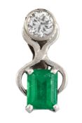 AN EMERALD AND DIAMOND PENDANT