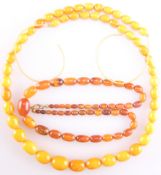 AN AMBER BEAD NECKLACE