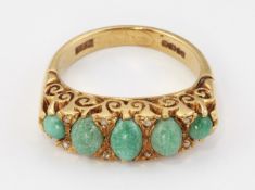 AN 18CT GOLD TURQUOISE AND DIAMOND RING