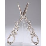 A PAIR OF 19TH CENTURY SILVER GRAPE SCISSORS