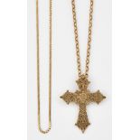 A 9CT GOLD CROSS PENDANT ON CHAIN