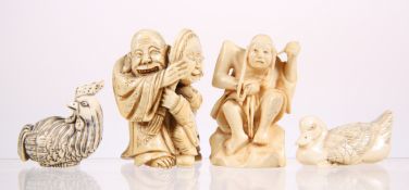 A MEJI PERIOD CARVED IVORY NETSUKE