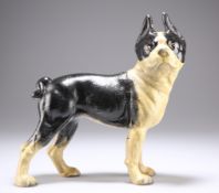 A HUBLEY PAINTED CAST IRON BOSTON TERRIER DOOR STOP