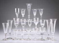 A GROUP OF NINETEEN 18TH CENTURY AND LATER WINE GLASSES