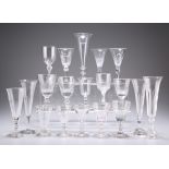 A GROUP OF NINETEEN 18TH CENTURY AND LATER WINE GLASSES