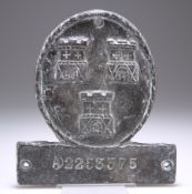 AN EARLY 19TH CENTURY NEWCASTLE UPON TYNE FIRE OFFICE LEAD FIRE INSURANCE MARK