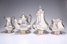 A VICTORIAN SILVER-PLATED FOUR-PIECE TEA AND COFFEE SERVICE