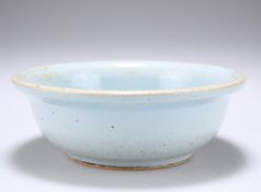 A CHINESE BLUE GLAZED POTTERY BOWL, POSSIBLY YUAN DYNASTY