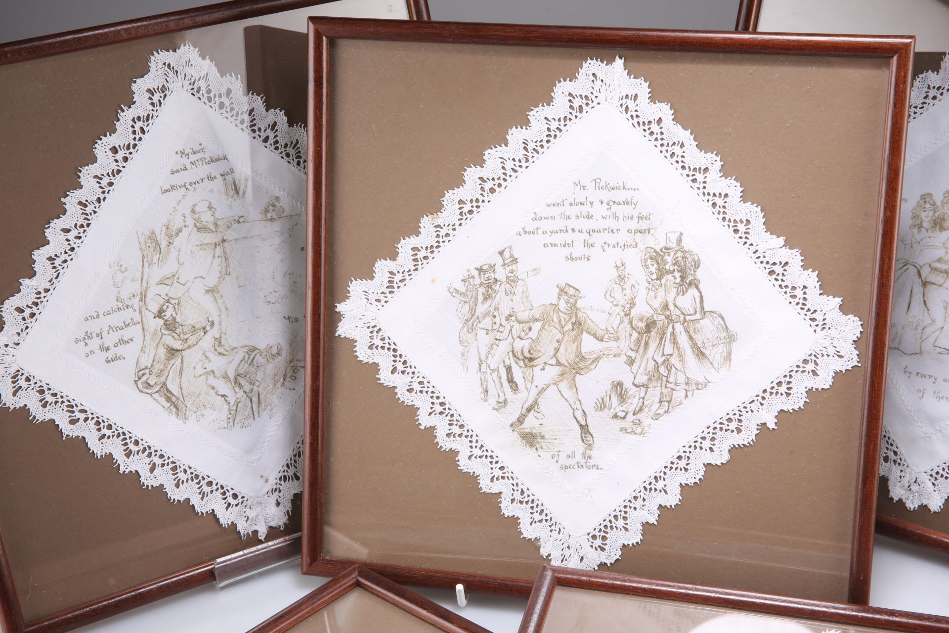 A GROUP OF FIVE CHARLES DICKENS PICKWICK PAPERS PRINTED LACE EDGED HANDKERCHIEFS - Image 2 of 2