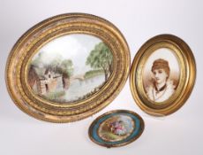 THREE VARIOUS PAINTED PORCELAIN PLAQUES