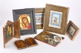 FOUR VARIOUS INDIAN MINIATURES AND FOUR RELIGIOUS ICONS