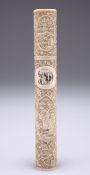 A CHINESE IVORY NEEDLE CASE, CANTON, MID-19TH CENTURY