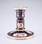 A DAVENPORT COBALT GROUND DWARF CANDLESTICK, CIRCA 1820