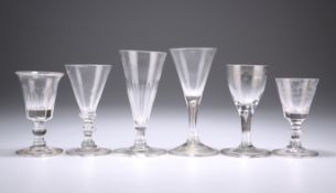 A GROUP OF SIX 18TH CENTURY DRINKING GLASSES
