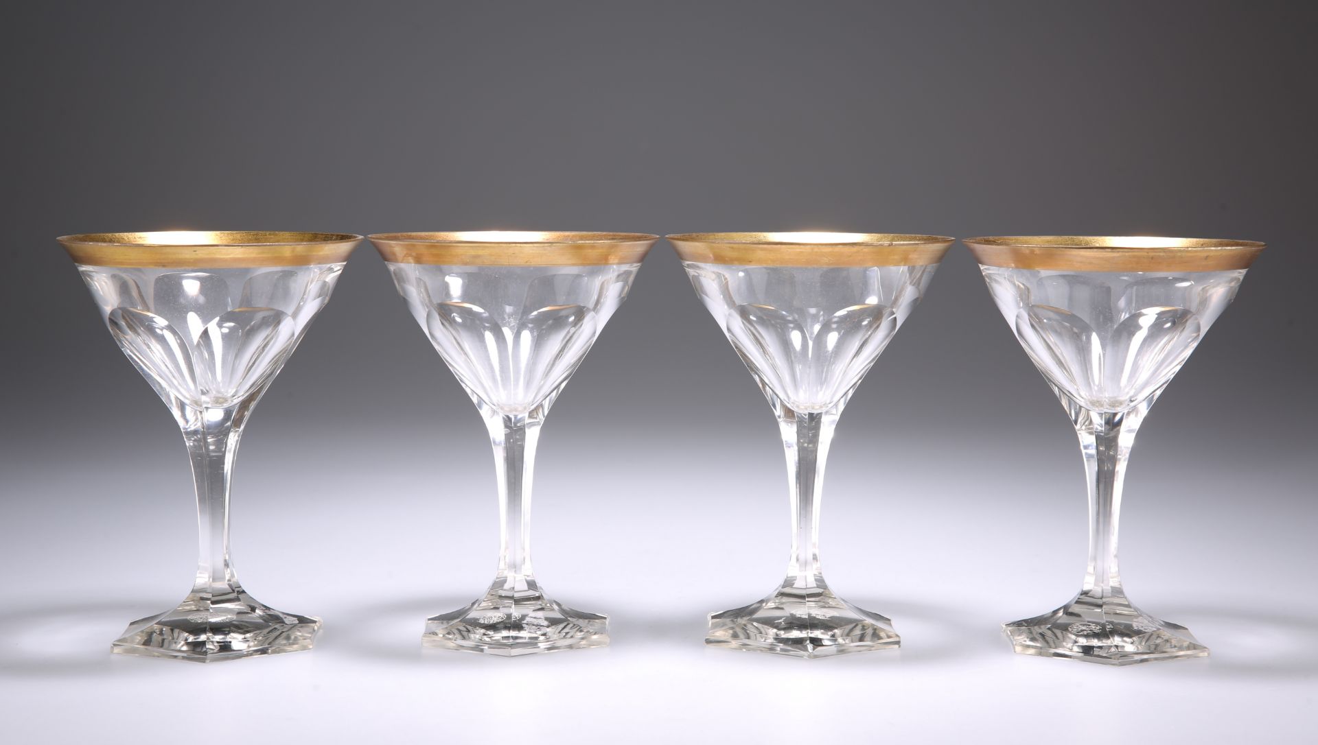 A SET OF FOUR ART DECO BACCARAT "COMPIEGNE" COCKTAIL GLASSES, CIRCA 1920