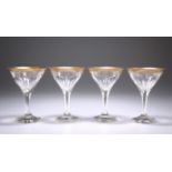 A SET OF FOUR ART DECO BACCARAT "COMPIEGNE" COCKTAIL GLASSES, CIRCA 1920