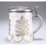 A BOHEMIAN GLASS LIDDED TANKARD