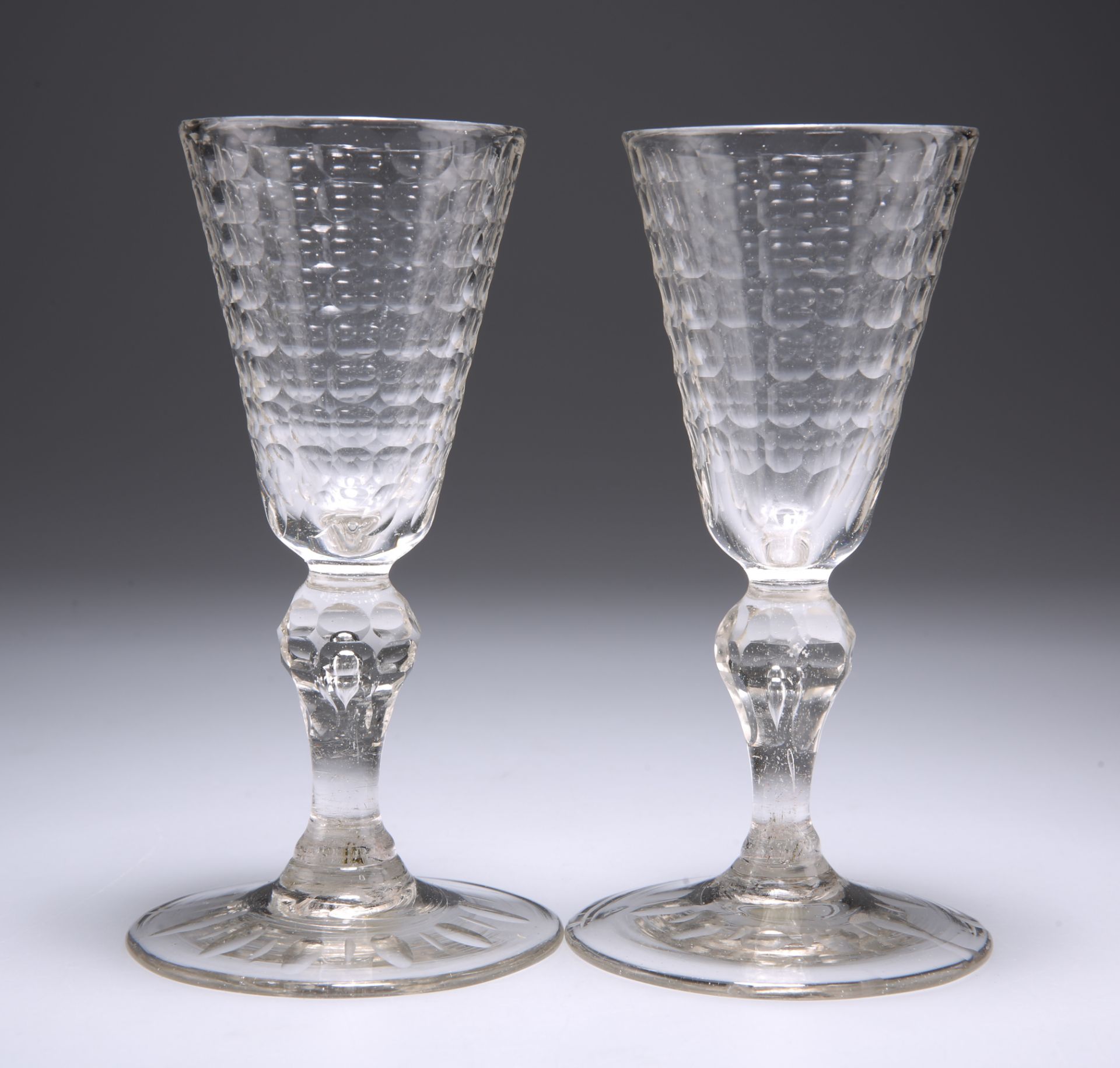 A PAIR OF 18TH CENTURY WINE GLASSES