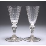 A PAIR OF 18TH CENTURY WINE GLASSES