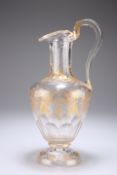 A LARGE GILDED GLASS EWER, MID 19TH CENTURY,