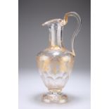 A LARGE GILDED GLASS EWER, MID 19TH CENTURY,