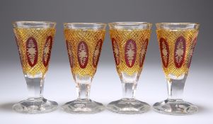 A SET OF FOUR BOHEMIAN DRINKING GLASSES, 19TH CENTURY