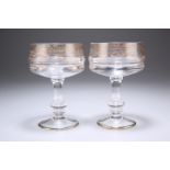 A PAIR OF GLASS PEDESTAL SORBET DISHES