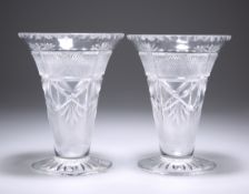 A PAIR OF VICTORIAN CUT-GLASS VASES