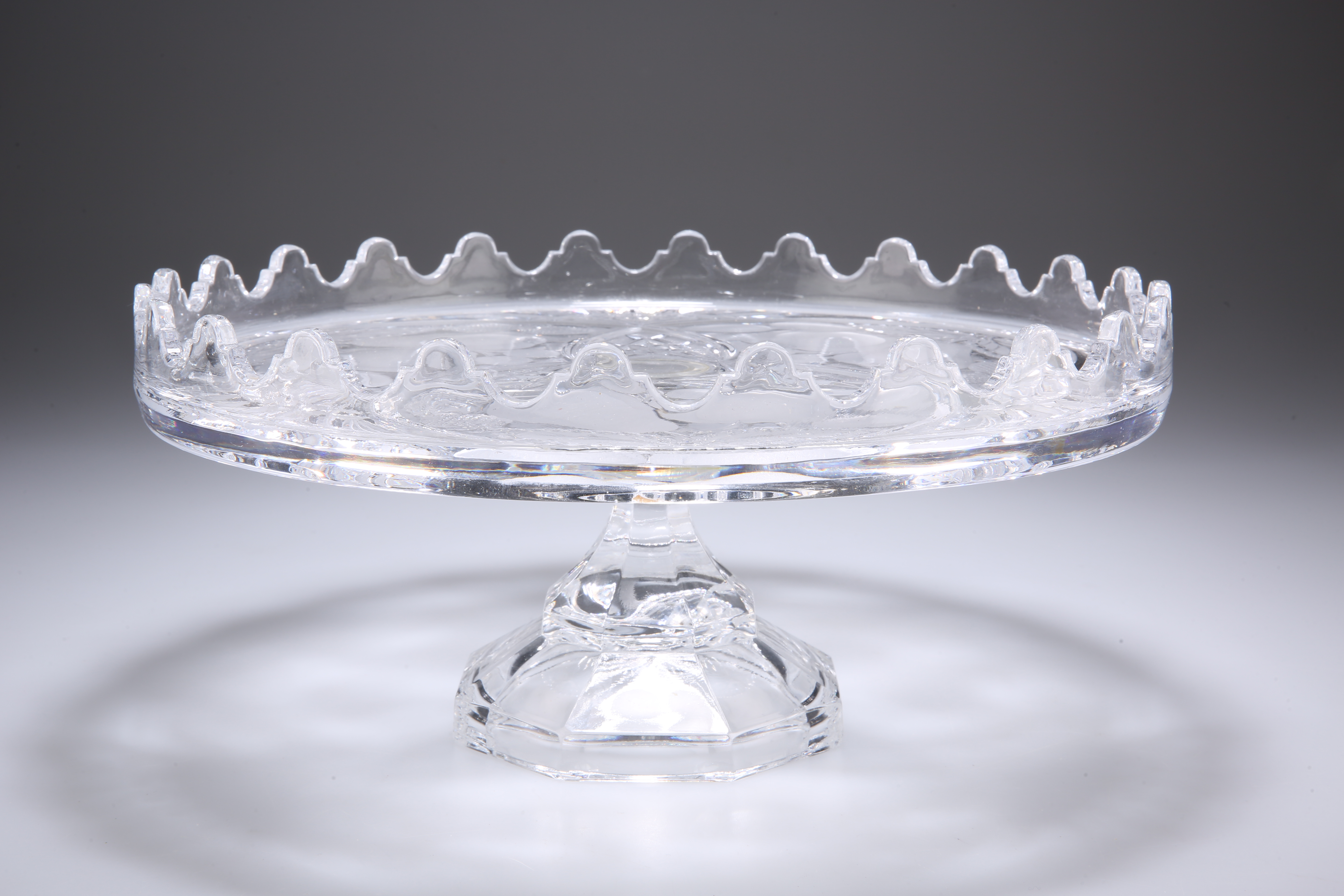 A LARGE CUT AND FROSTED GLASS COMPOTE