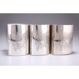 A RARE SET OF THREE GEORGE III SILVER CADDIES