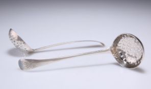 TWO GEORGIAN SILVER SIFTER SPOONS