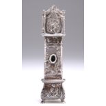 A DUTCH SILVER NOVELTY MODEL OF A LONGCASE CLOCK