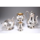 A VICTORIAN IRISH SILVER FOUR-PIECE TEA SERVICE