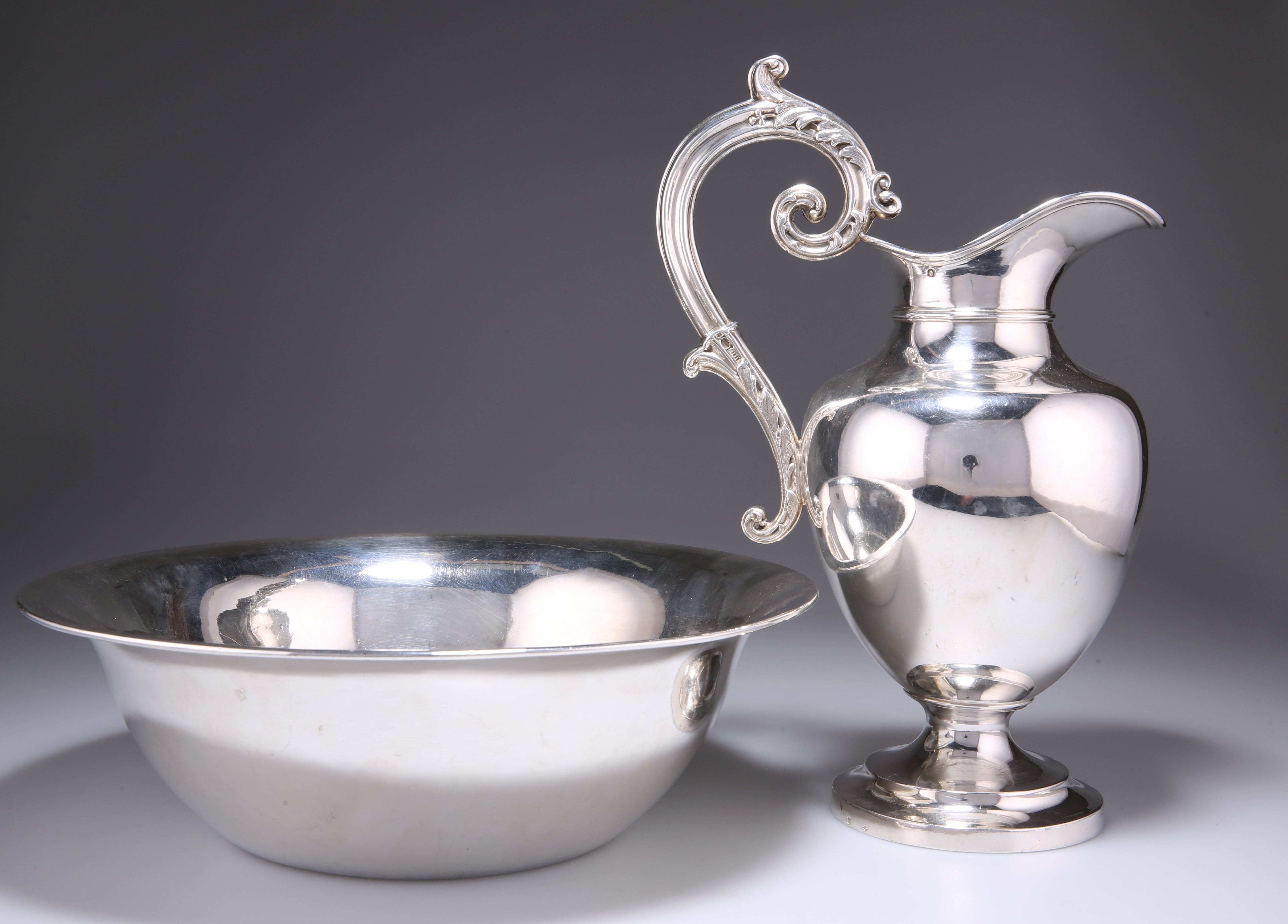 A FRENCH SILVER WATER EWER AND BASIN - Image 2 of 2