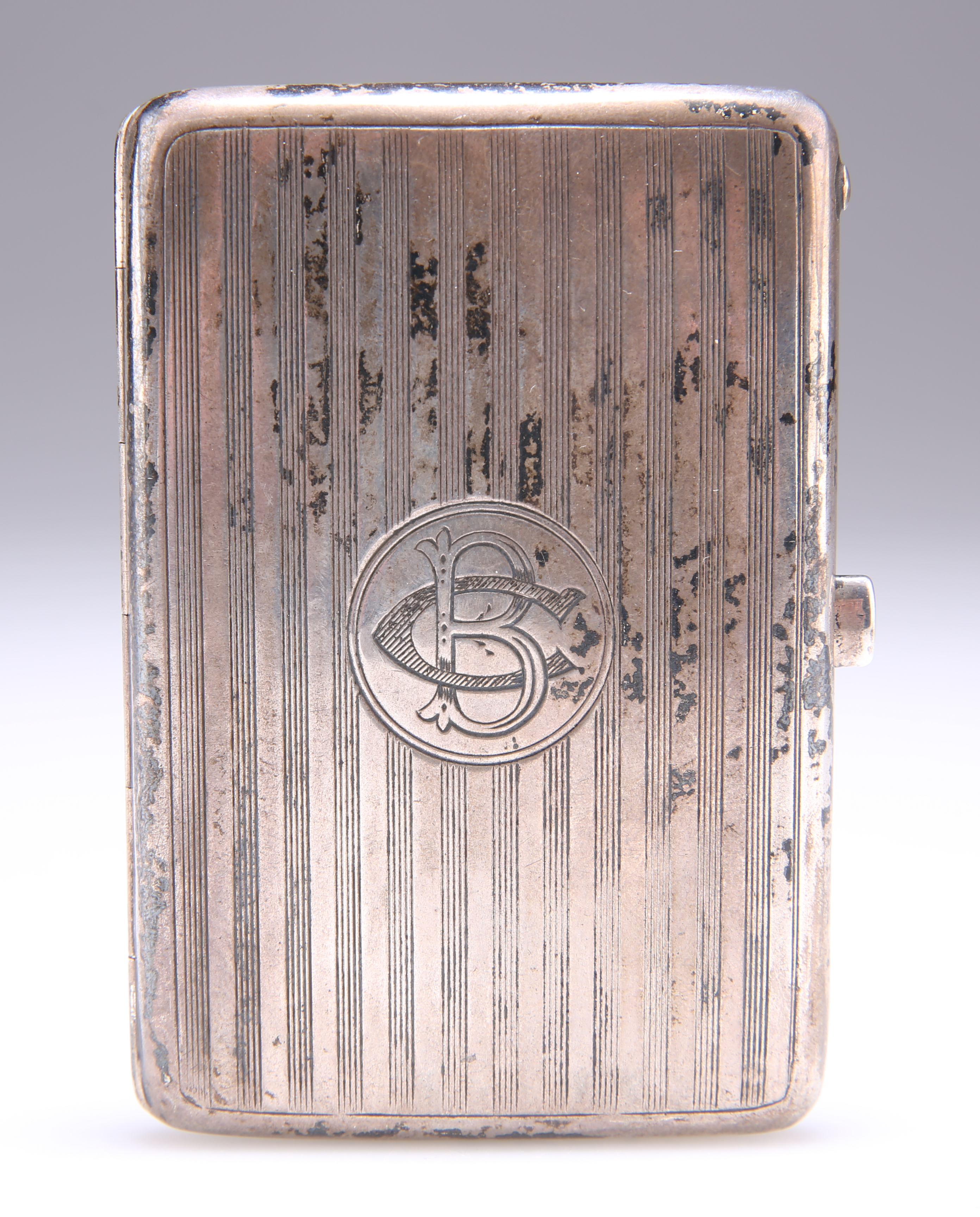 A RARE GEORGE VI SILVER STAMP AND CARD CASE COMBINATION