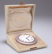 AN ENAMEL STRUT CLOCK, CIRCA 1920