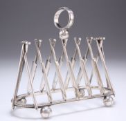 CRICKET INTEREST: A VICTORIAN SILVER-PLATED NOVELTY TOAST RACK