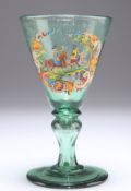 A 19TH CENTURY BOHEMIAN GREEN GLASS WINE