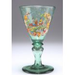 A 19TH CENTURY BOHEMIAN GREEN GLASS WINE