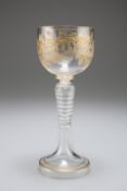 A ROEMER STYLE HOLLOW STEMMED WINE GLASS, CIRCA 1830